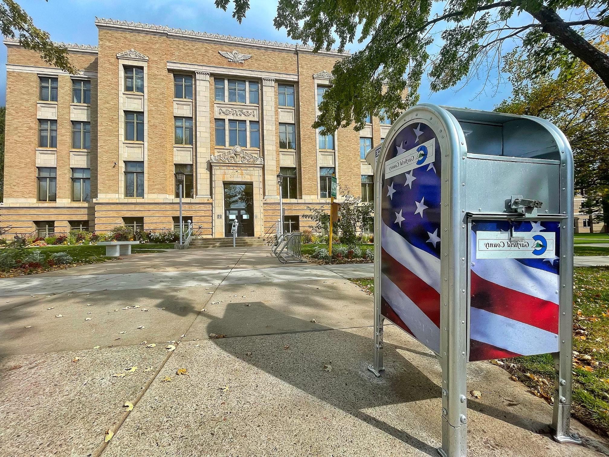 Ballot box outside the Garfield County Courthouse in Glenwood Springs, Colorado.